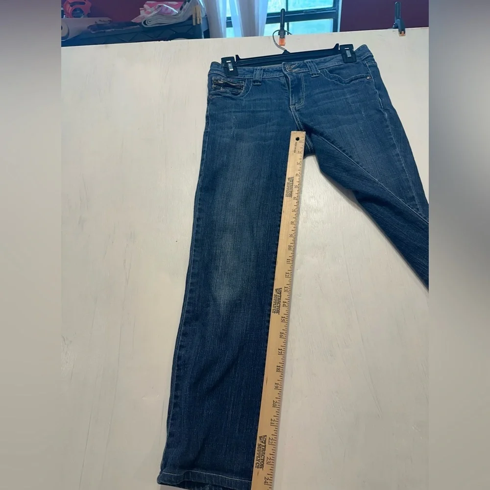 Cache Bootcut Jeans Size 2 Dark Wash Embellished Back Pockets Mid Rise - Picture 10 of 10